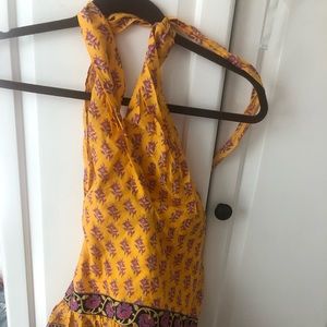 JCrew, Yellow and Purple Patterned Neck Tie Tank Top